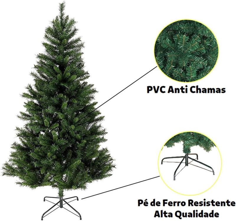 Árvore De Natal Pinheiro Grande Luxo Cheia Premium 2.10m 450 Galhos Verde Tradicional